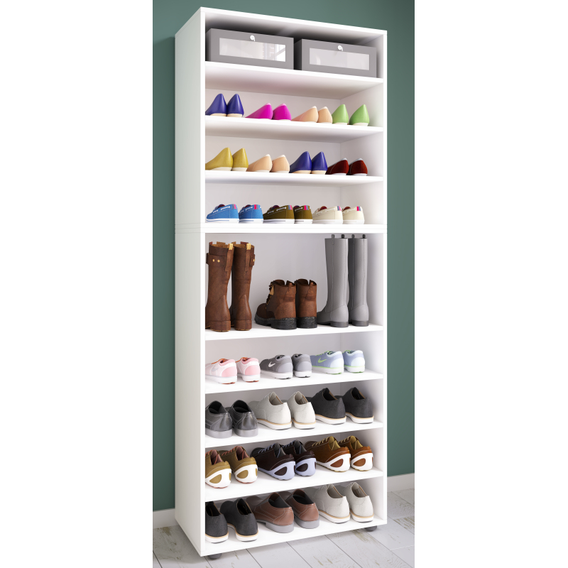 Legno Max Scarpiera H183 L70 P37 cm Mobile Porta Scarpe Salvaspazio con Ripiani Regolabili Colore Bianco