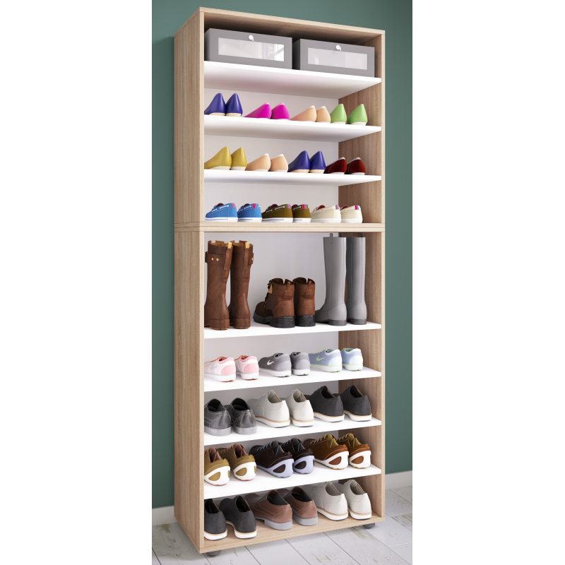 Legno Max Scarpiera H183 L70 P37 cm Mobile Porta Scarpe Salvaspazio con Ripiani Regolabili Colore Noce