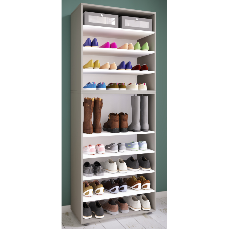 Legno Max Scarpiera H183 L70 P37 cm Mobile Porta Scarpe Salvaspazio con Ripiani Regolabili Colore Grigio