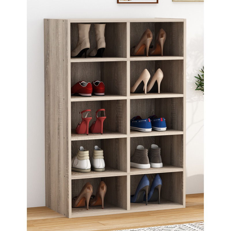 Legno Strong Scarpiera H84 L55 P30 cm Mobile Porta Scarpe Salvaspazio a Ripiani Stabile e Robusto Colore Noce