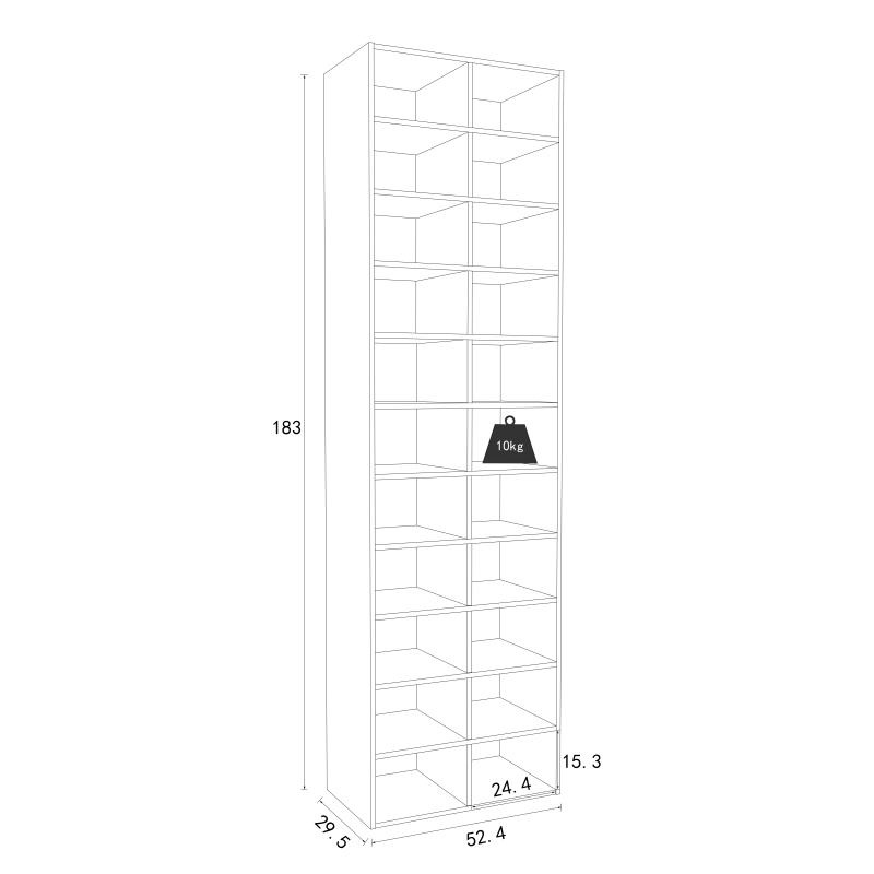 Legno Strong Scarpiera H183 L53 P30 cm Armadio Porta Scarpe Salvaspazio con Ripiani Regolabili Colore Bianco