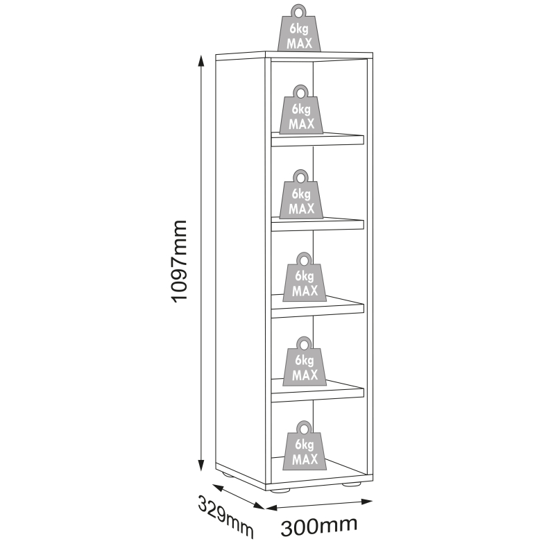 Super Scarpiera Legno H110 L30 P33 cm Armadio Porta Scarpe Salvaspazio con Ripiani Regolabili Colore Antracite