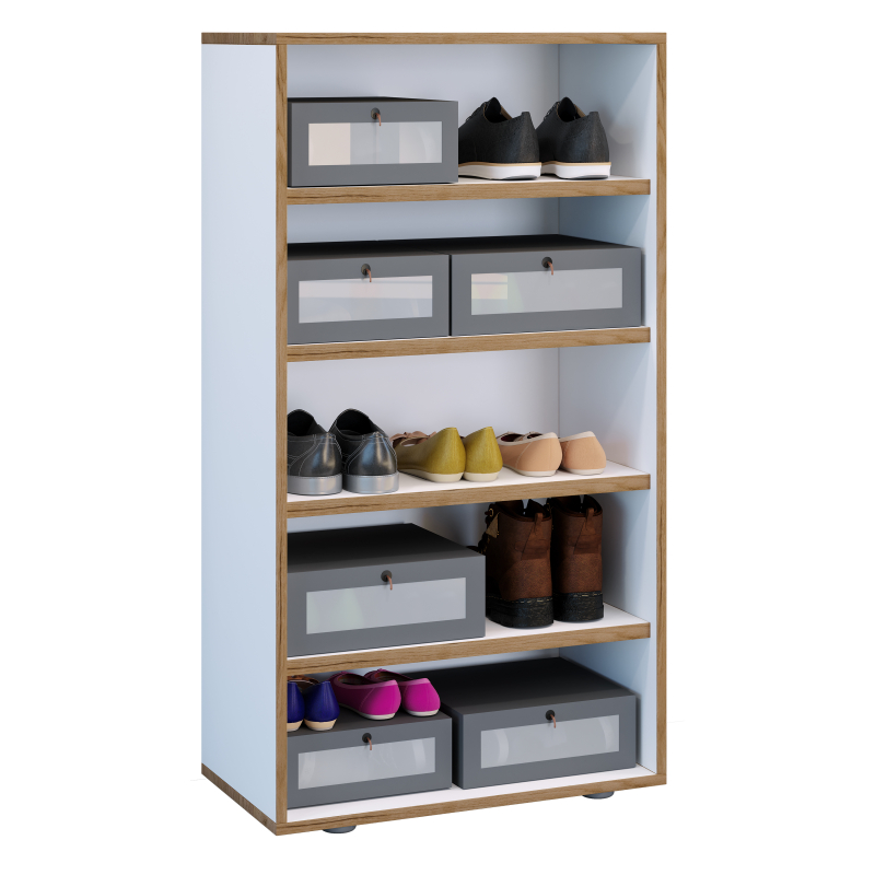 Ezooza Scarpiera Scarpiera Bianco H110 L60 P33 cm salvaspazio con ripiani