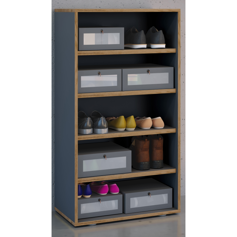 Super Scarpiera Legno H110 L60 P33 cm Armadio Porta Scarpe Salvaspazio con Ripiani Regolabili Colore Antracite