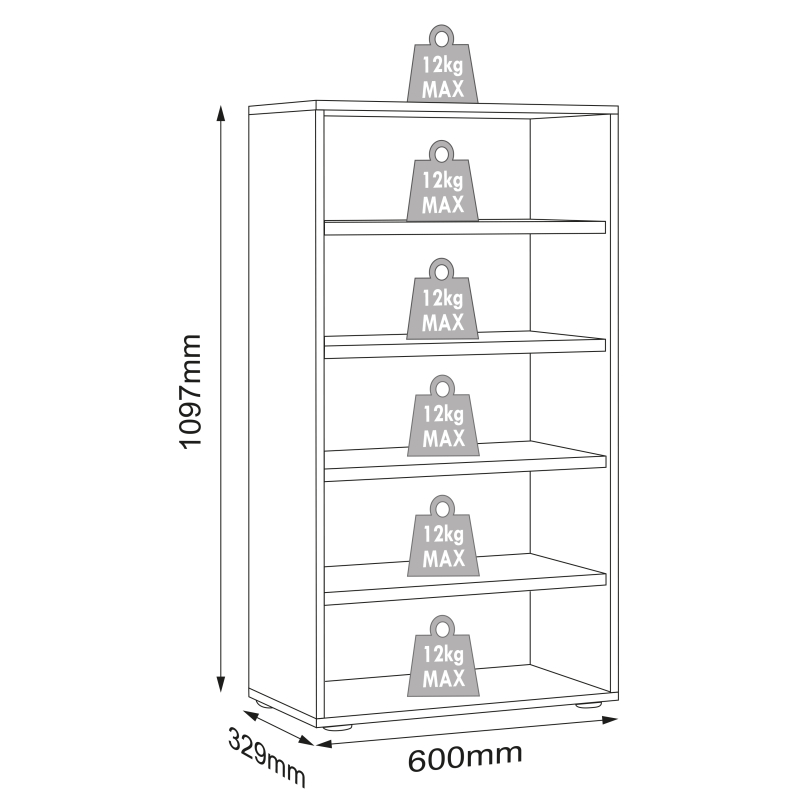 Super Scarpiera Legno H110 L60 P33 cm Armadio Porta Scarpe Salvaspazio con Ripiani Regolabili Colore Antracite