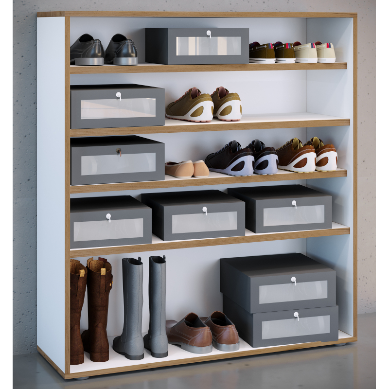 Super Scarpiera Legno H110 L100 P33 cm Armadio Porta Scarpe Salvaspazio con Ripiani Regolabili Colore Bianco