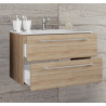 Completo di Ezooza Set Bagno 2 Pezzi Mobile Large con 2 cassetti e Lavabo sospesi , Rovere Sonoma ,