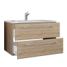 Completo di Ezooza Set Bagno 2 Pezzi Mobile Extra Large con 2 cassetti e Lavabo sospesi, Rovere Sonoma ,