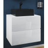 Luce di Ezooza Set Bagno 2 Pezzi Mobile Large con 2 cassetti e Lavabo sospesi , Bianco , lavabo Nero