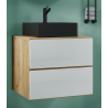 Luce di Ezooza Set Bagno 2 Pezzi Mobile Large con 2 cassetti e Lavabo sospesi , Rovere/Bianco , lavabo Nero