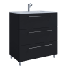 Completo di Ezooza Set Bagno 2 Pezzi Mobile Extra Large con 3 cassetti e Lavabo a terra, Nero ,