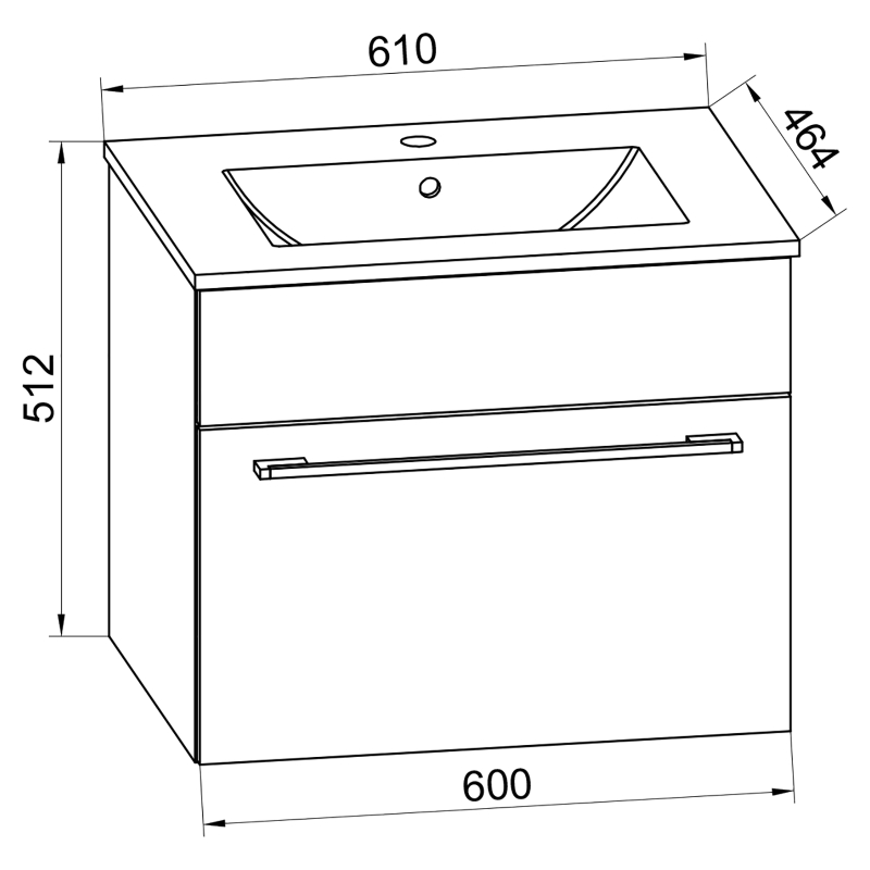 Completo di Ezooza Set Bagno 2 Pezzi Mobile Large con 1 cassetto e Lavabo sospesi, Bianco ,