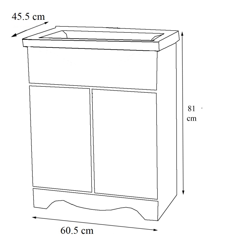 Quadro di Ezooza Set Bagno 2 Pezzi Mobile Medium e Lavabo , Bianco ,