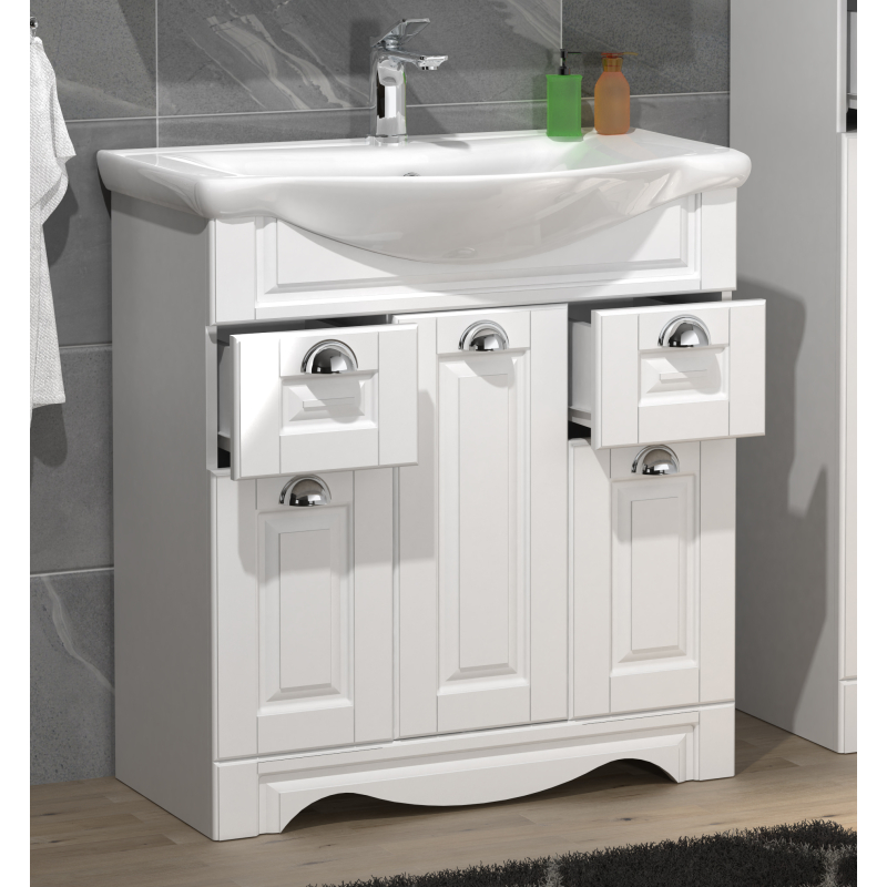 Quadro di Ezooza Set Bagno 2 Pezzi Mobile Extra Large e Lavabo , Bianco ,