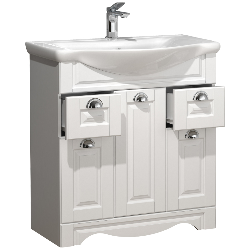 Quadro di Ezooza Set Bagno 2 Pezzi Mobile Extra Large e Lavabo , Bianco ,