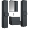Sistema di Ezooza Set Bagno Completo 5 Pezzi Mobile con Lavabo Large + 2 Colonne + Pensile a specchio, Antracite ,