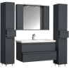 Sistema di Ezooza Set Bagno Completo 5 Pezzi Mobile con Lavabo Extra Large + 2 Colonne + Pensile a specchio, Antracite ,