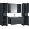 Sistema di Ezooza Set Bagno Completo 5 Pezzi Mobile con Lavabo Extra Large + 2 Colonne + Pensile a specchio, Antracite ,