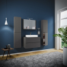 Luce Set Bagno 5 Pezzi Mobile sospeso 2 casetti con lavabo bianco large in ceramica include 2 Colonne e specchio, Antracite