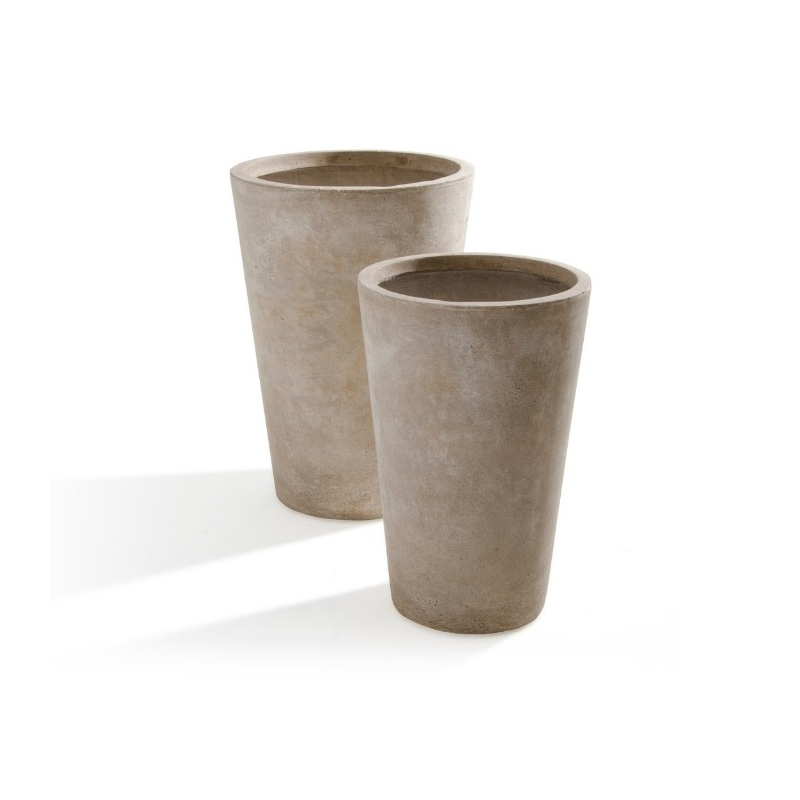 Set di 2 Vasi in Argilla mista Fibra di Vetro MAXIME, colore BEIGE