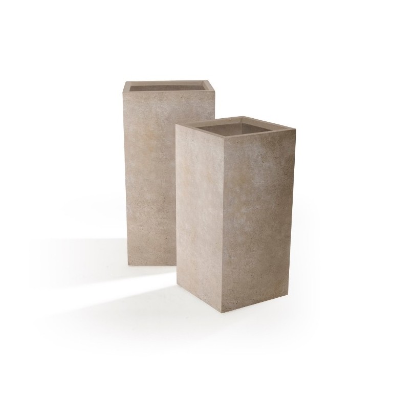 Set di 2 Vasi in Argilla mista Fibra di Vetro ROQUEBRUNE, colore BEIGE